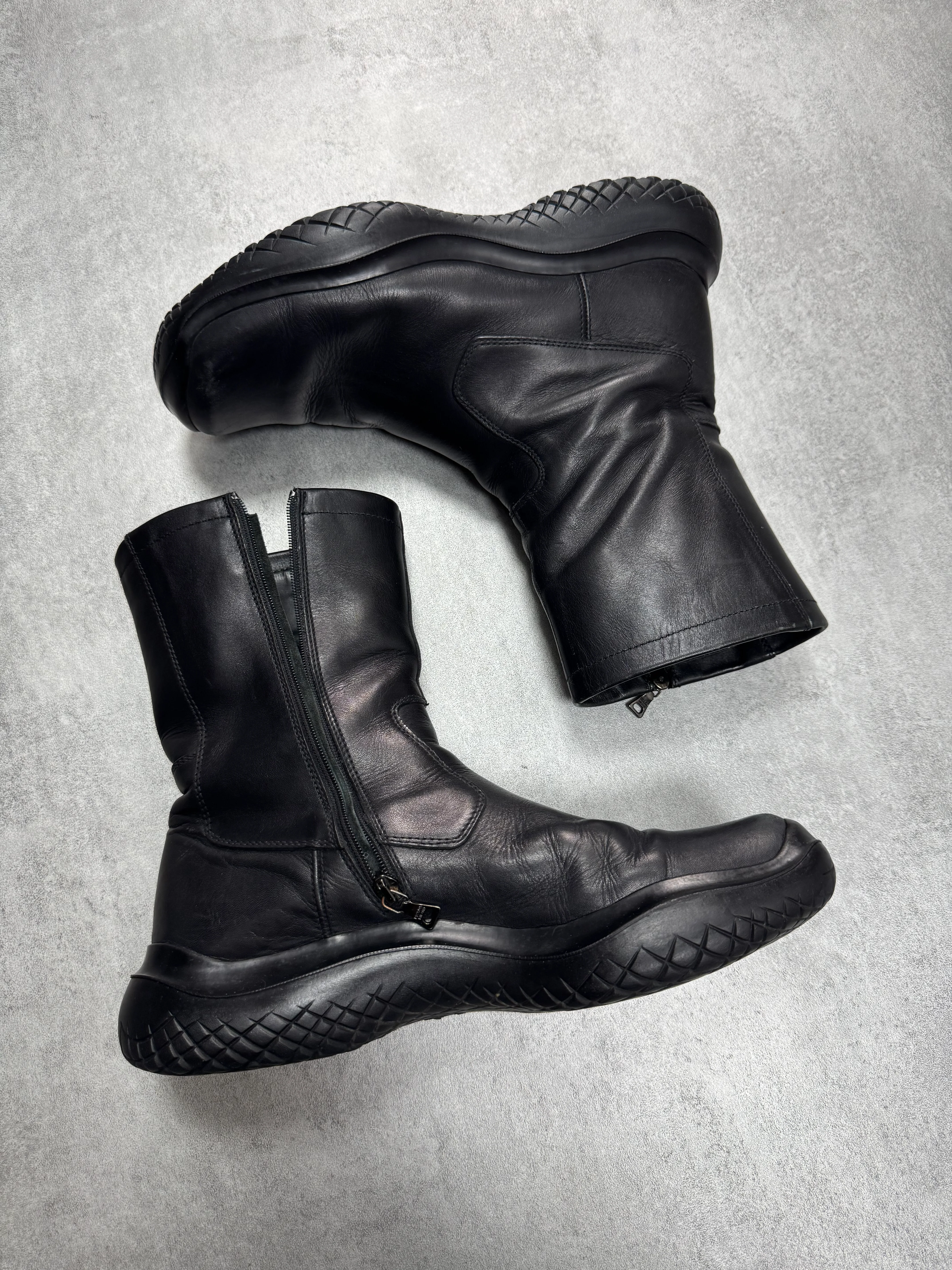 FW1999 Prada Ankle Vibram Black Leather Boots - Image 4