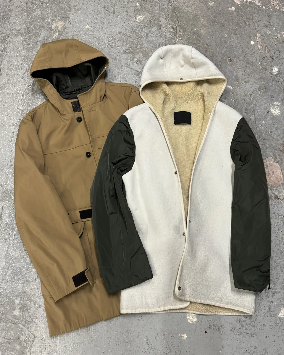FW1999 Prada Beige Buttoned Hooded 2 in 1 Coat - Image 4