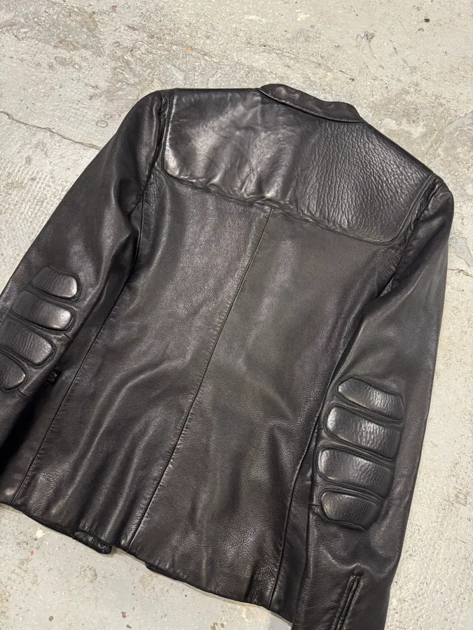 FW1999 Prada Biker Padded Black Leather Jacket - Image 5