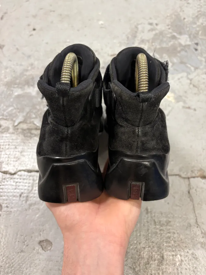 FW1999 Prada Black Hybrid High Leather Strap Shoes - Image 6