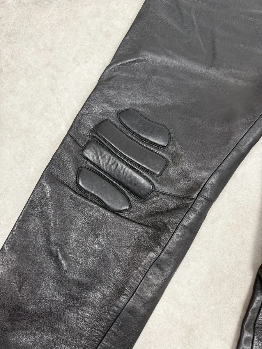 FW1999 Prada Black Padded Biker Leather Pants - Image 9