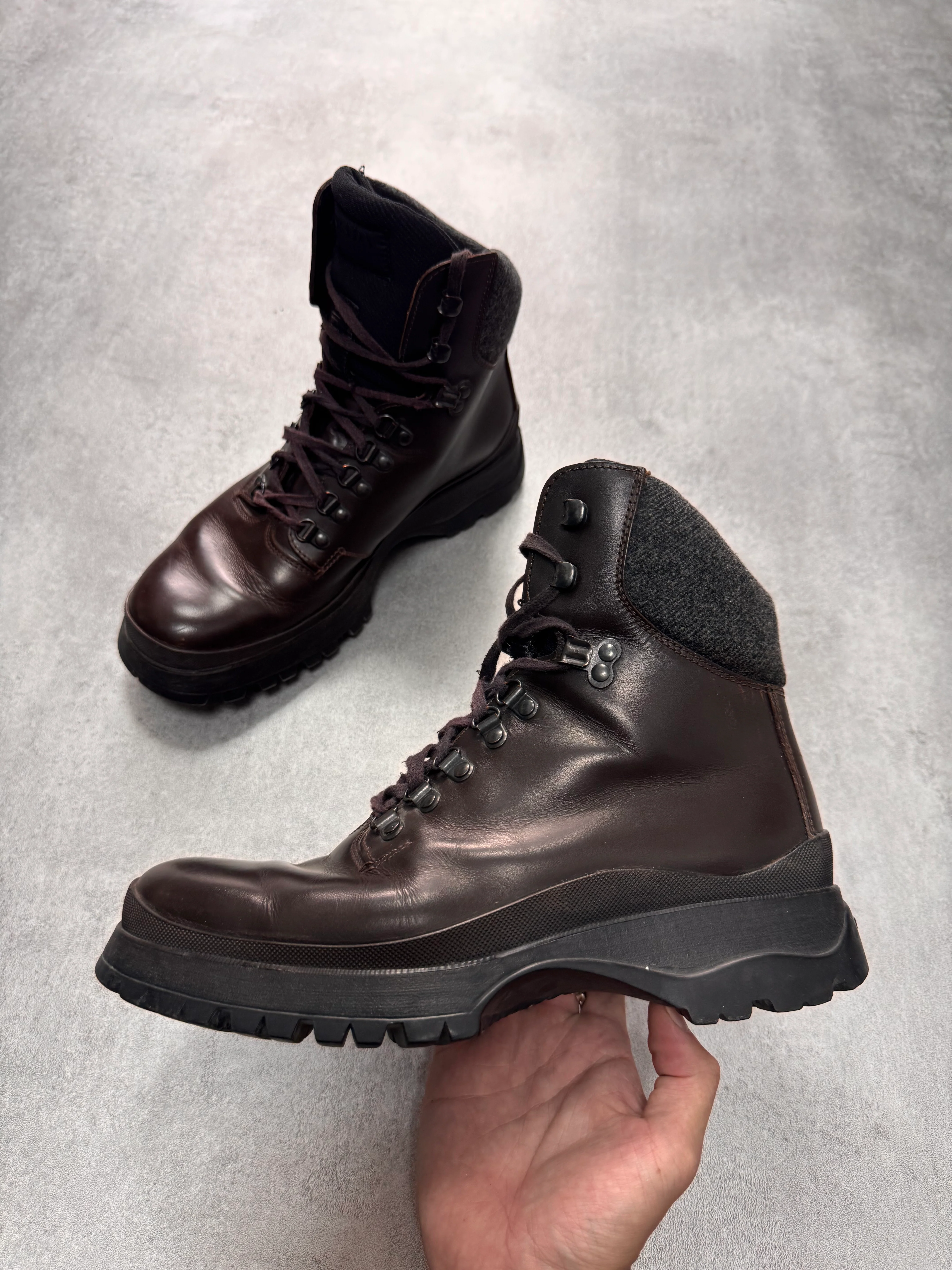 FW1999 Prada Brown Leather Hiking Boots - Image 2