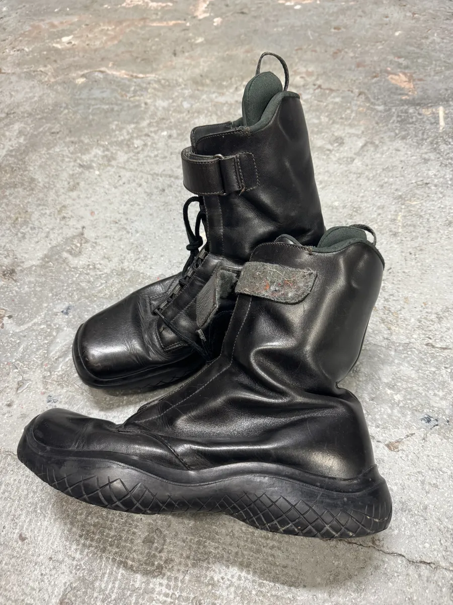 FW1999 Prada Combat Straps Black Leather Boots - Image 8