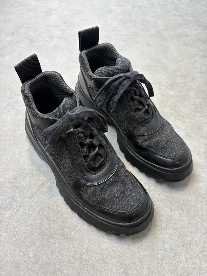 FW1999 Prada Grey & Black Hybrid Leather Vibram Boots - Image 4