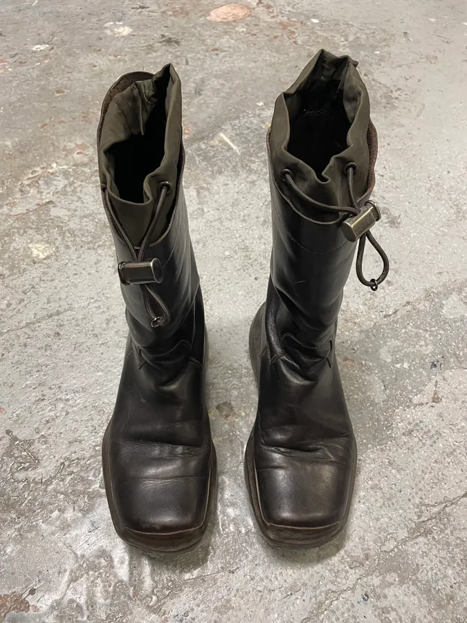 FW1999 Prada Vibram Brown Leather High Boots - Image 2