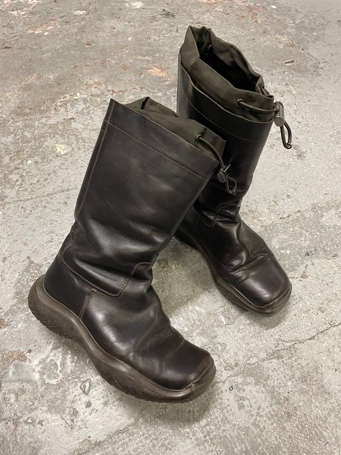 FW1999 Prada Vibram Brown Leather High Boots - Image 5
