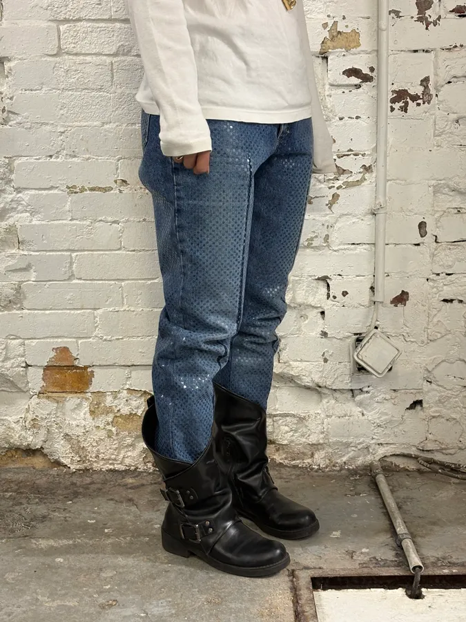 FW1999 Roberto Cavalli Blue Dynamic Royal Denim Jeans - Image 3