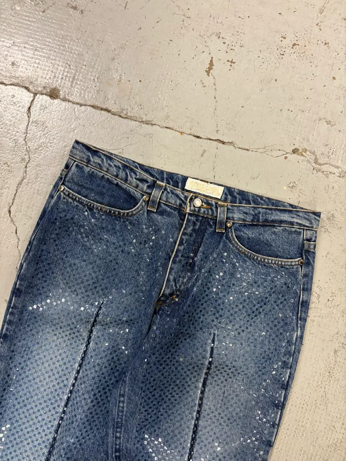 FW1999 Roberto Cavalli Blue Dynamic Royal Denim Jeans - Image 5