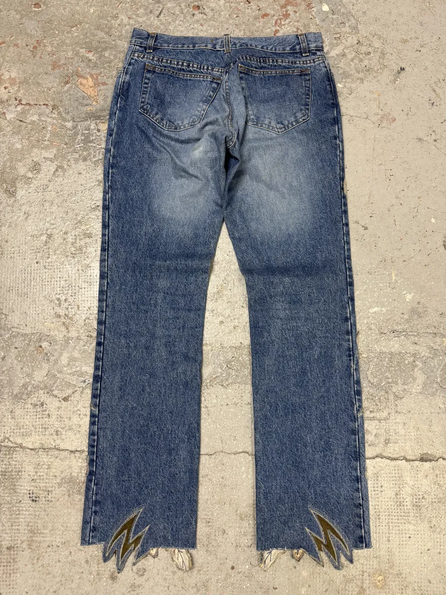 FW1999 Roberto Cavalli Blue Embroidered Flowers Denim Jeans - Image 2
