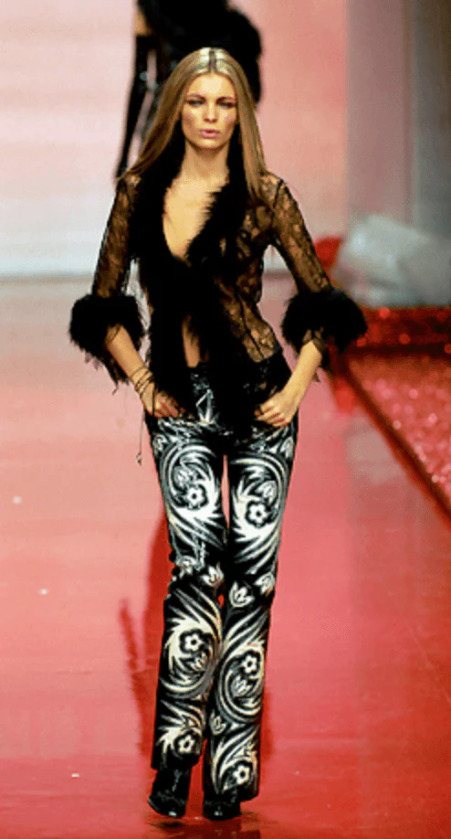 FW1999 Roberto Cavalli Blue Embroidered Flowers Denim Jeans - Image 3