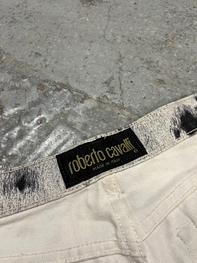 FW1999 Roberto Cavalli Furry White Cowprint Movement Pants - Image 10