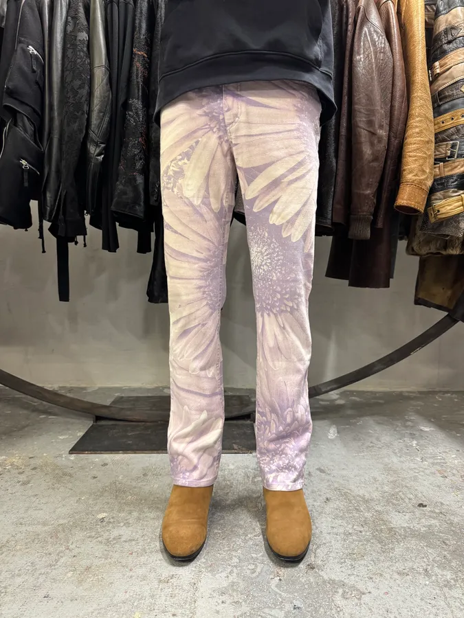 FW1999 Roberto Cavalli Purple Flowers Pants - Image 2