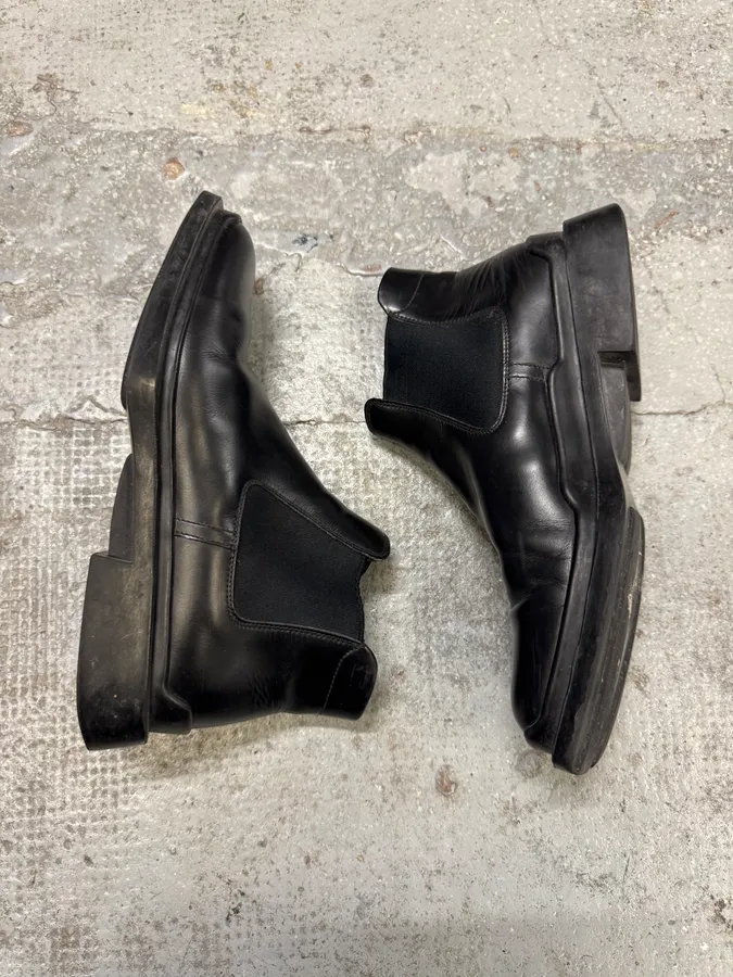 FW2000 Prada Black Leather Squared Toe Boots - Image 7