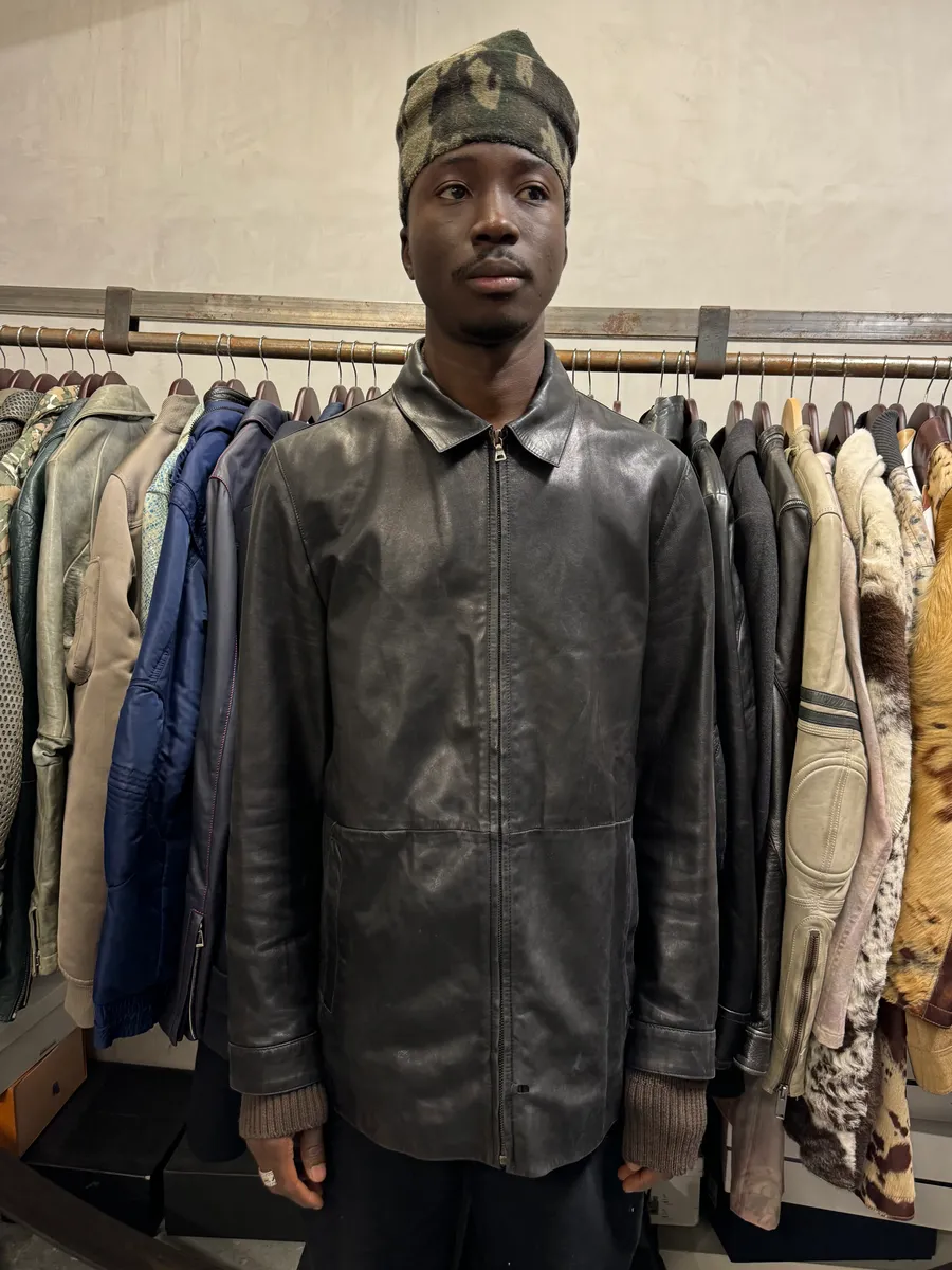 FW2000 Prada Black Minimalist Leather Jacket