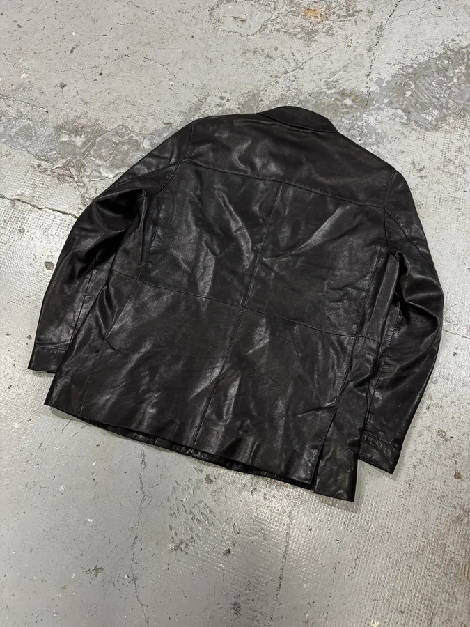 FW2000 Prada Black Minimalist Leather Jacket - Image 6
