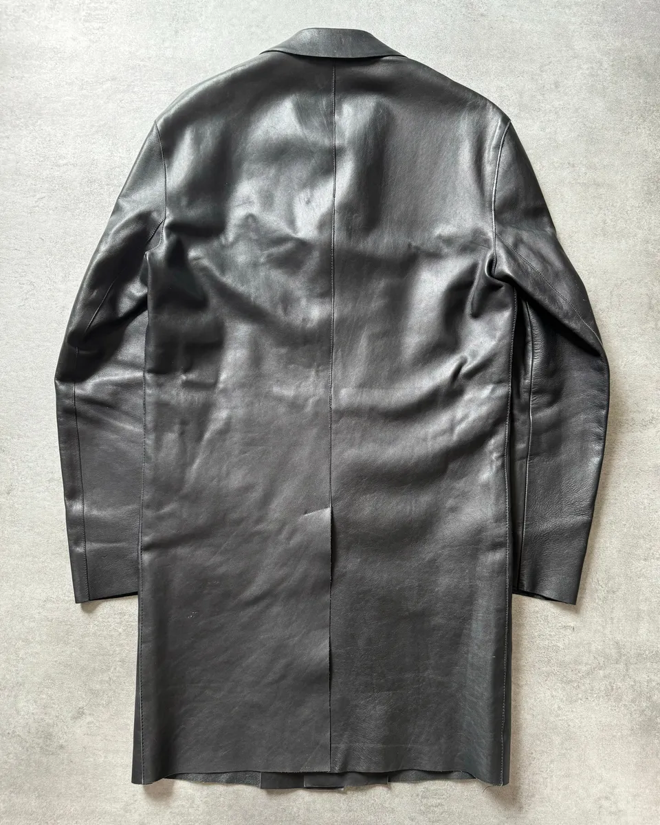 FW2000 Prada Black Pure Trench Leather Jacket - Image 4
