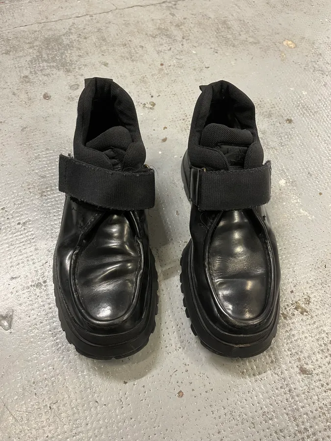 FW2000 Prada Black Strapped Leather Boots - Image 2