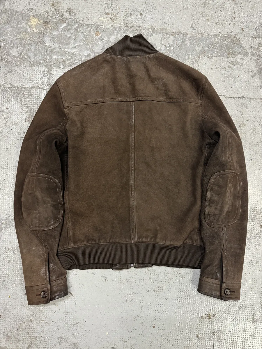 FW2000 Prada Brown Eroded Leather Jacket - Image 2