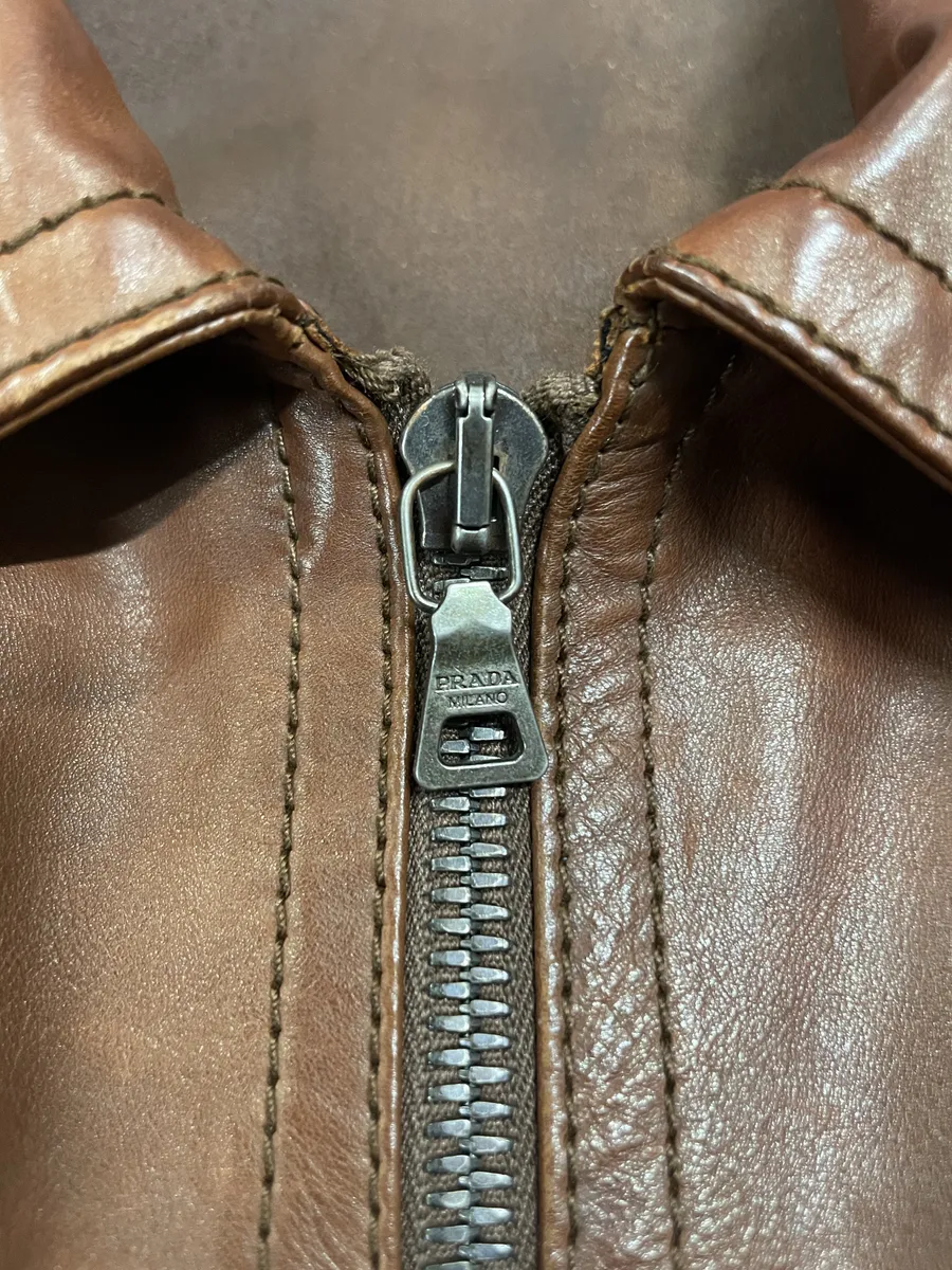 FW2000 Prada Brown Leather Minimalist Jacket - Image 10