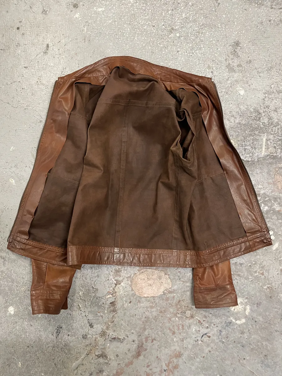 FW2000 Prada Brown Leather Minimalist Jacket - Image 7