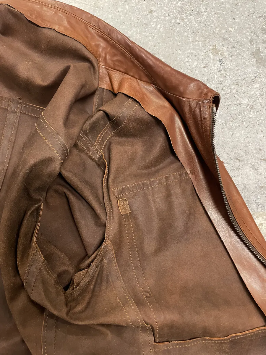 FW2000 Prada Brown Leather Minimalist Jacket - Image 9