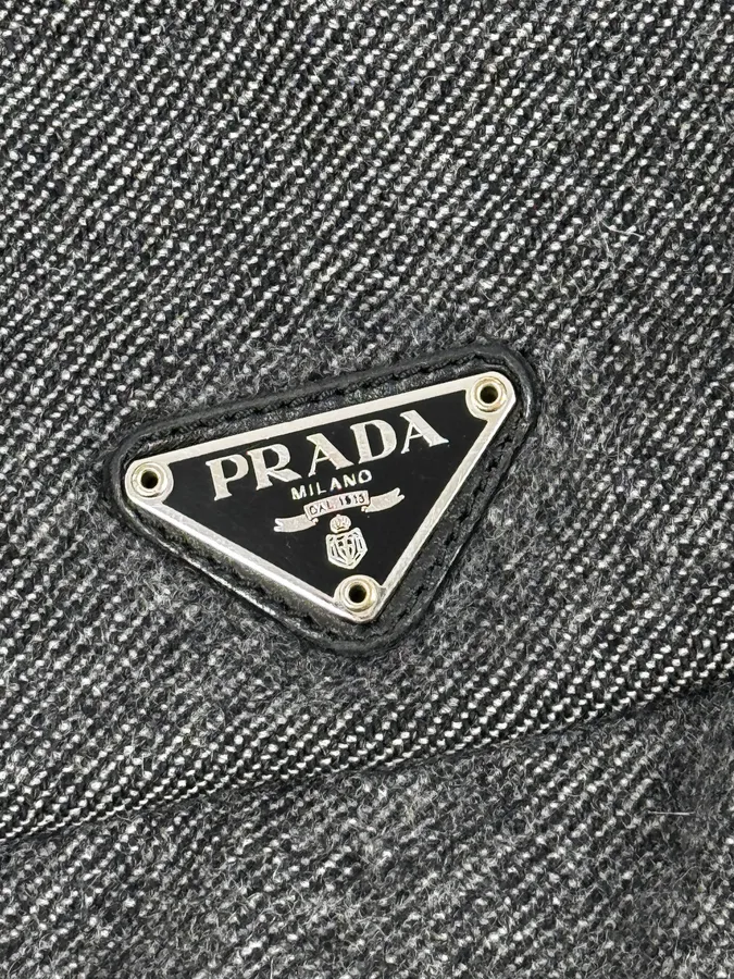 FW2000 Prada Grey Wool Technical Wool Crossbody Bag - Image 7