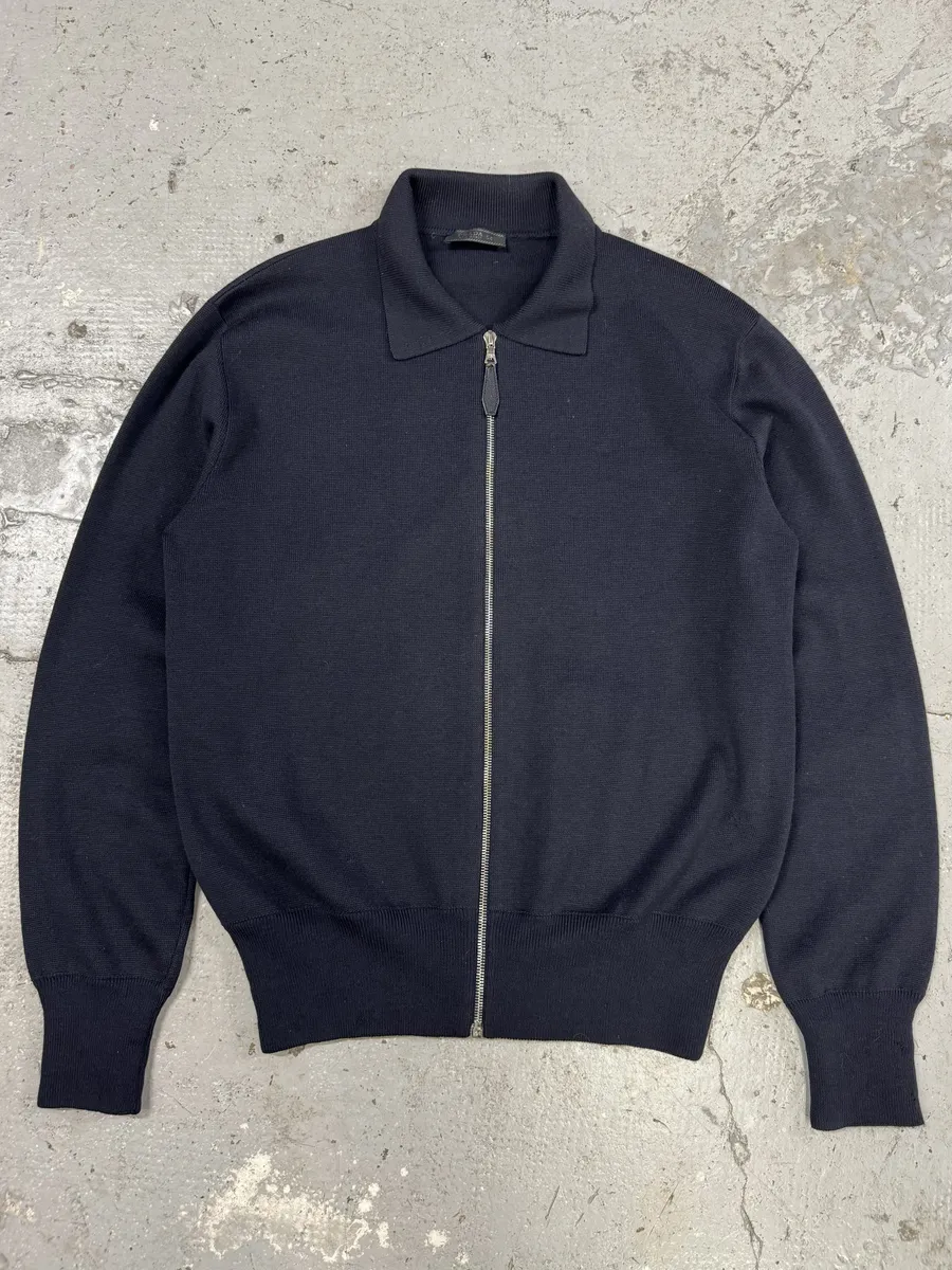 FW2000 Prada Navy Zip-up Sweater
