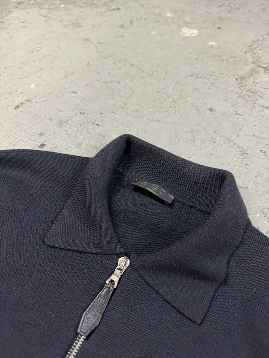 FW2000 Prada Navy Zip-up Sweater - Image 10