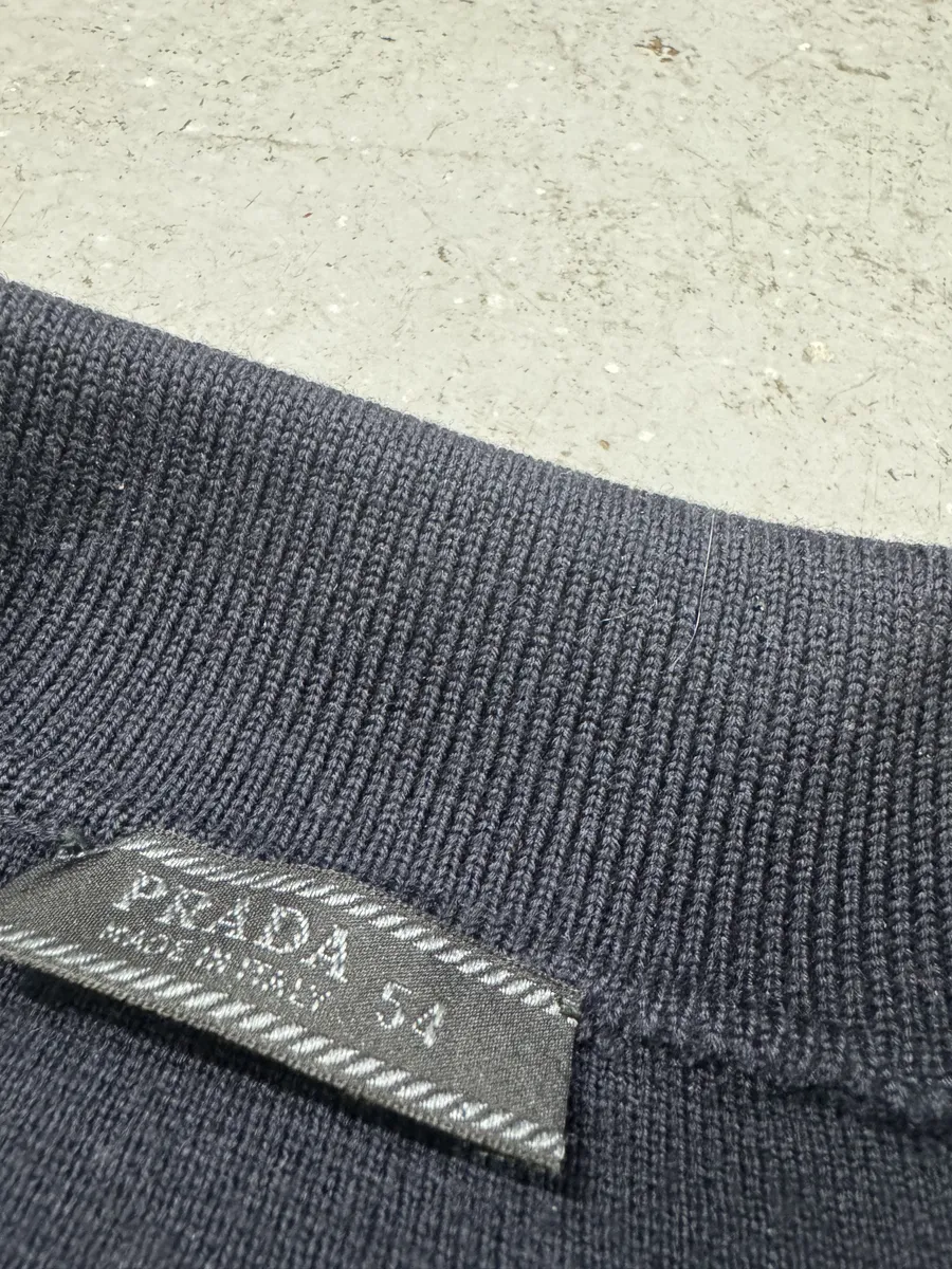 FW2000 Prada Navy Zip-up Sweater - Image 8