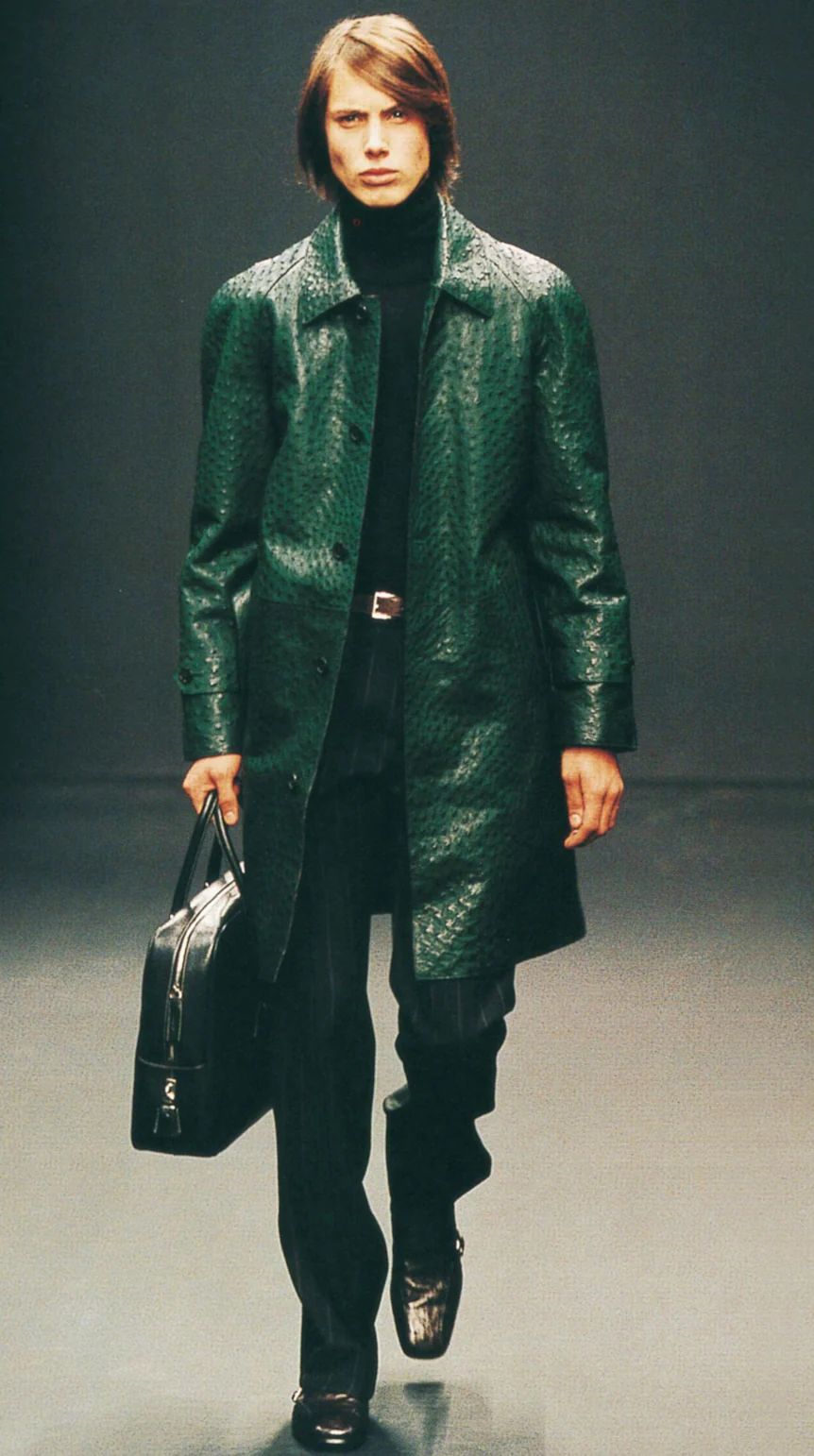 FW2000 Prada Ostrich Leather Trench Jacket (M) - Image 2