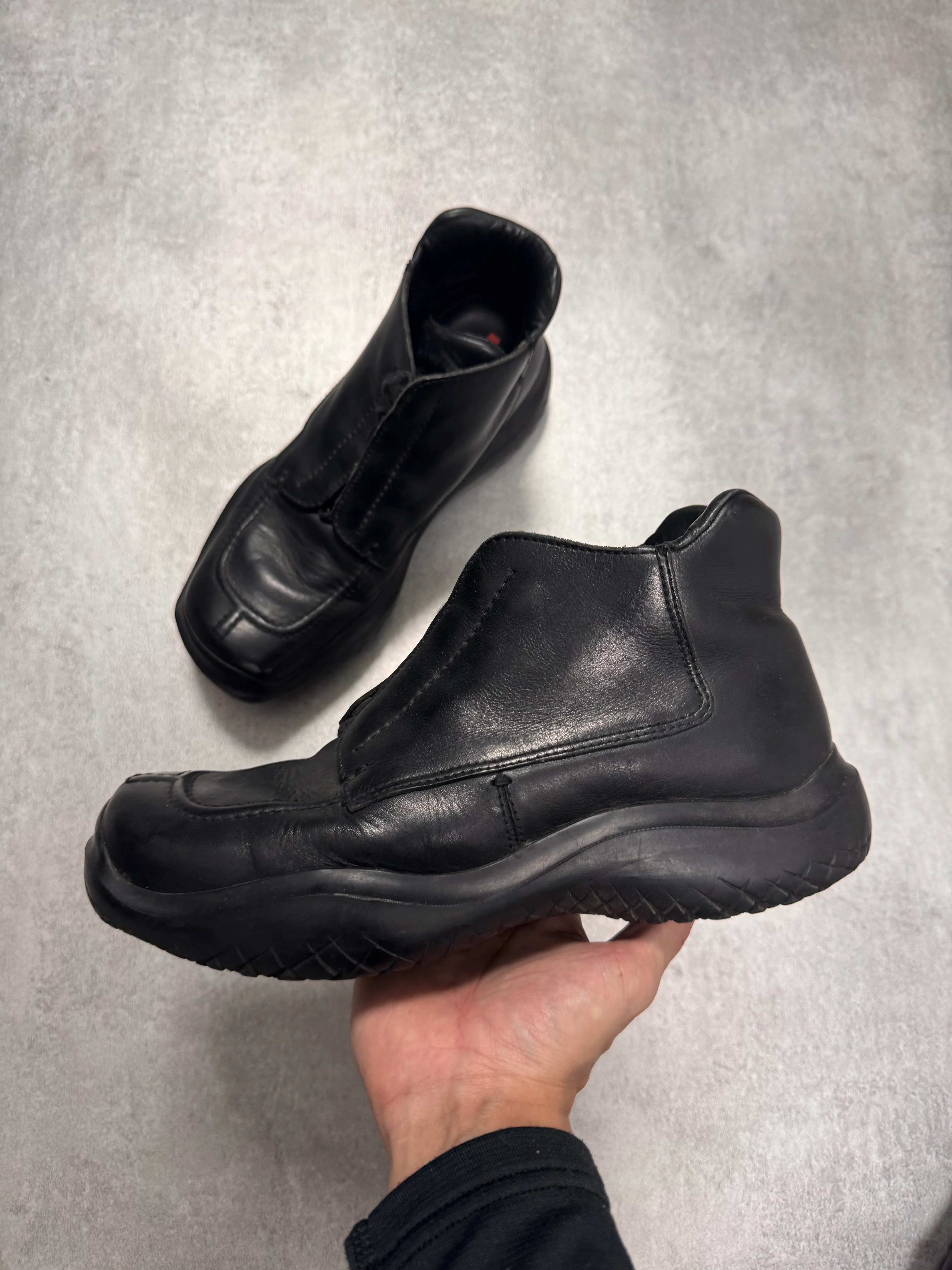 FW2000 Prada Vibram Hybrid Outdoor Black Leather Shoes - Image 2