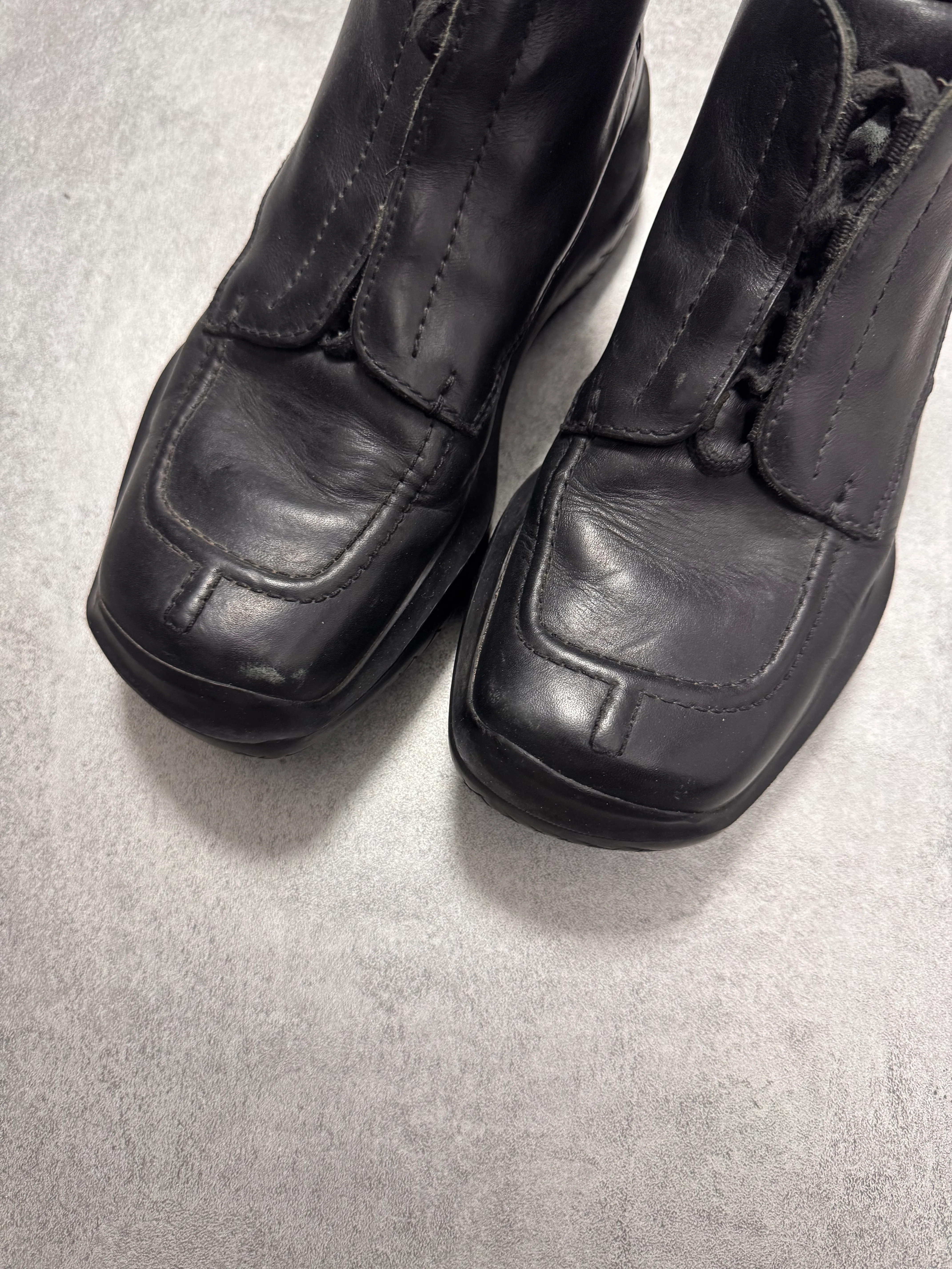 FW2000 Prada Vibram Hybrid Outdoor Black Leather Shoes - Image 4