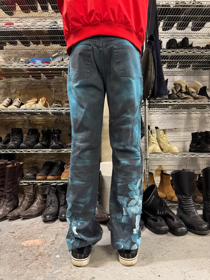 FW2000 Roberto Cavalli Blue Floral Spectrum Ocean Pants - Image 11