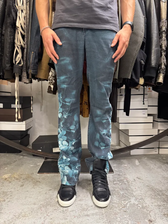 FW2000 Roberto Cavalli Blue Flowers Spectrum Pants - Image 4