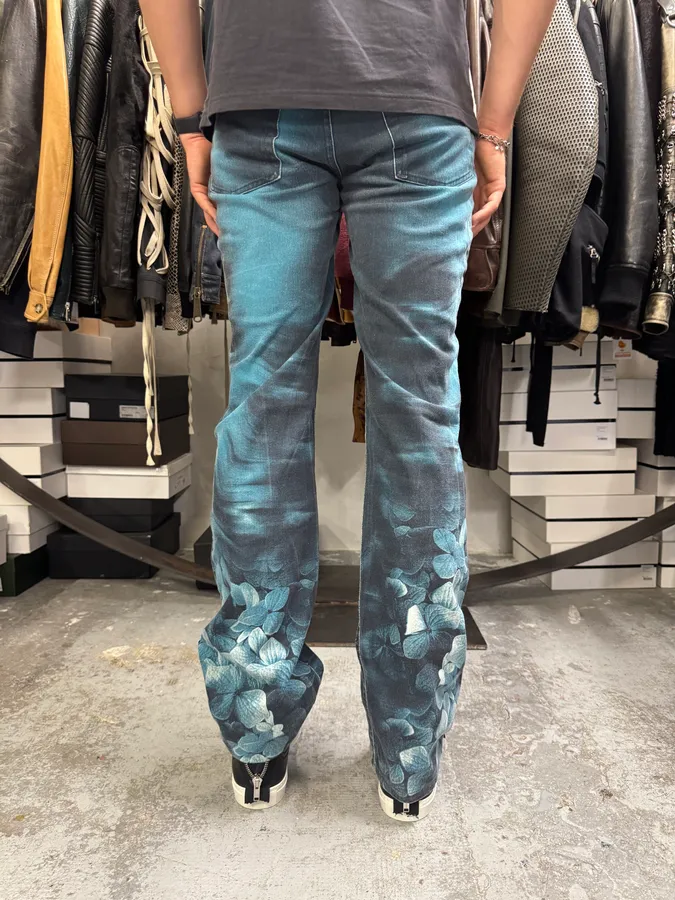 FW2000 Roberto Cavalli Blue Flowers Spectrum Pants - Image 5