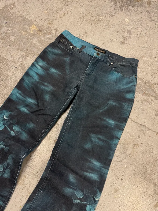 FW2000 Roberto Cavalli Blue Flowers Spectrum Pants - Image 6