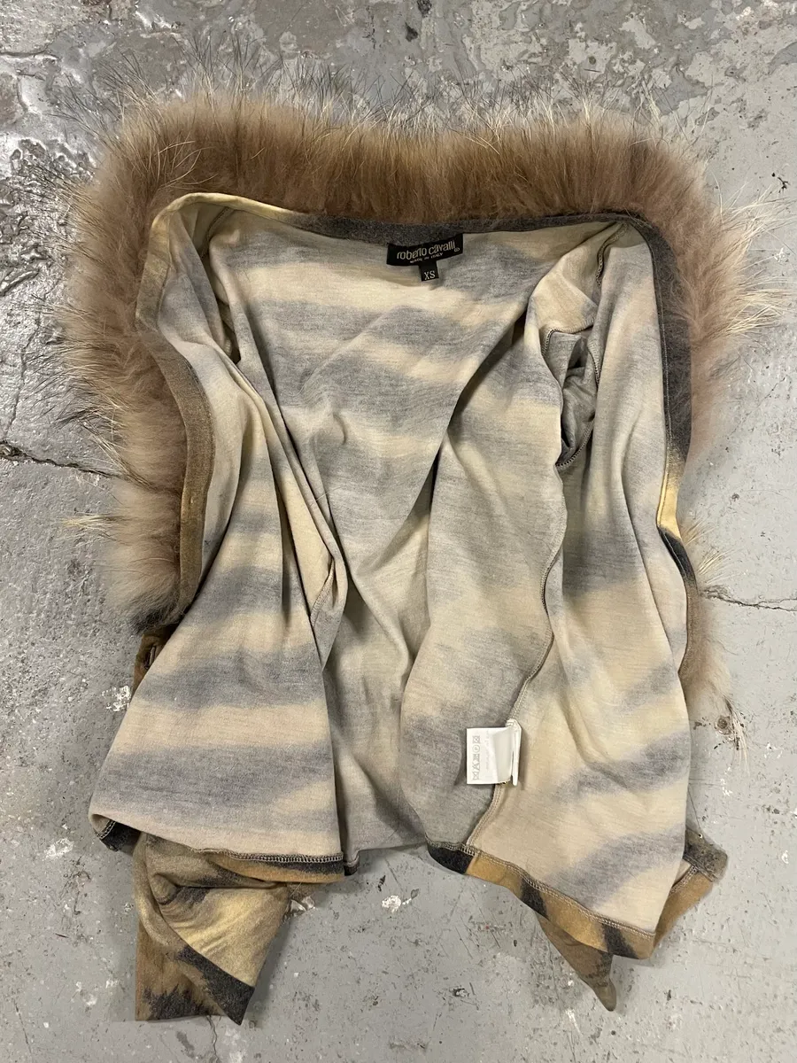 FW2000 Roberto Cavalli Gold Tiger Savage Fur Cardigan - Image 6