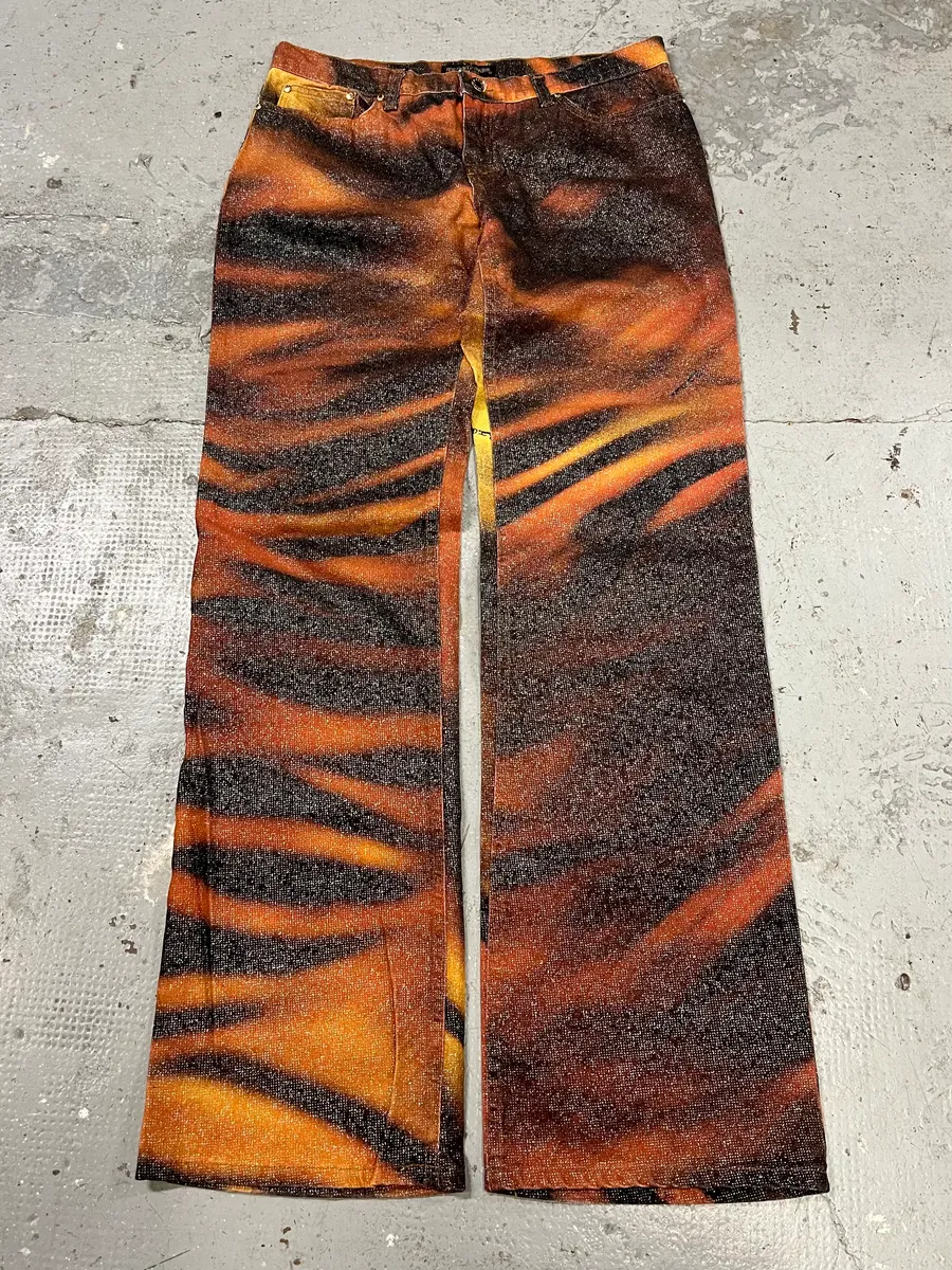FW2000 Roberto Cavalli Orange Tiger Savage Pants - Image 4