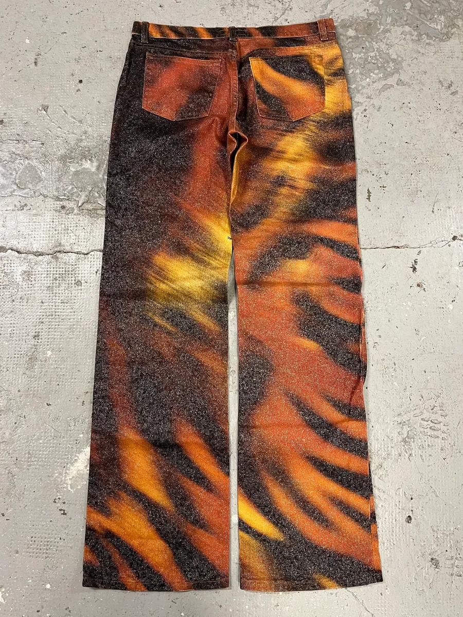 FW2000 Roberto Cavalli Orange Tiger Savage Pants - Image 6