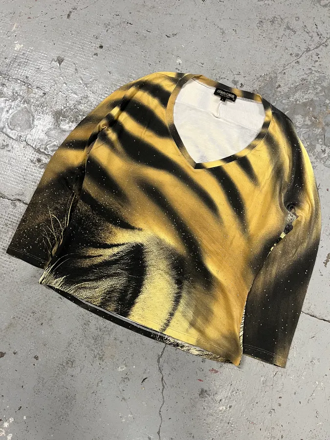 FW2000 Roberto Cavalli Savage Gold Tiger Top - Image 3