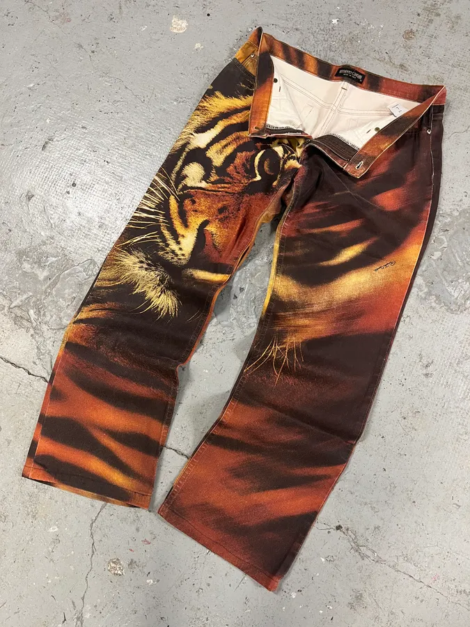 FW2000 Roberto Cavalli Savage Orange Tiger Pants - Image 6