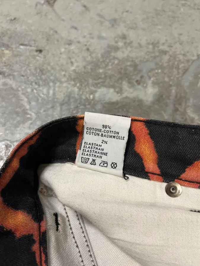 FW2000 Roberto Cavalli Vulcan Seisma Black & Orange Pants - Image 13