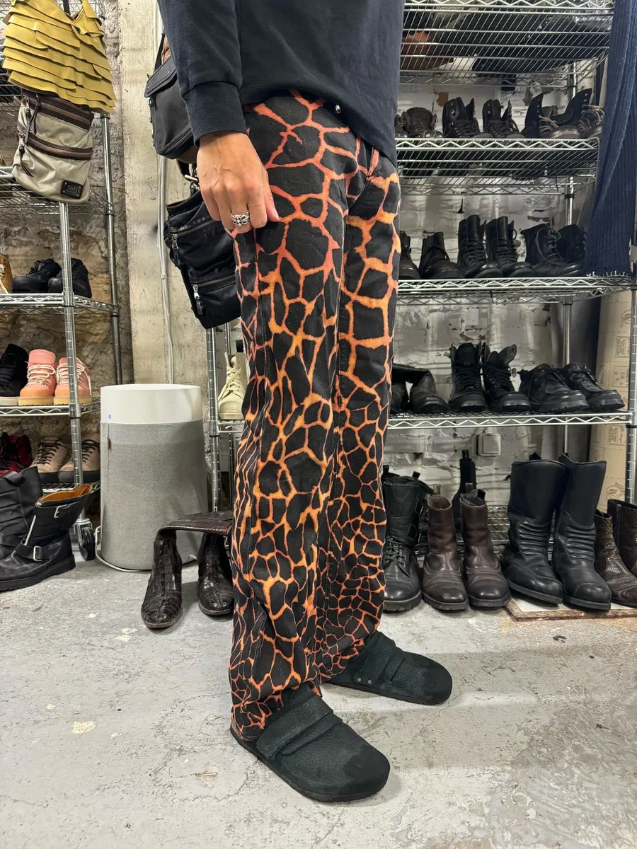 FW2000 Roberto Cavalli Vulcan Seisma Black & Orange Pants - Image 4