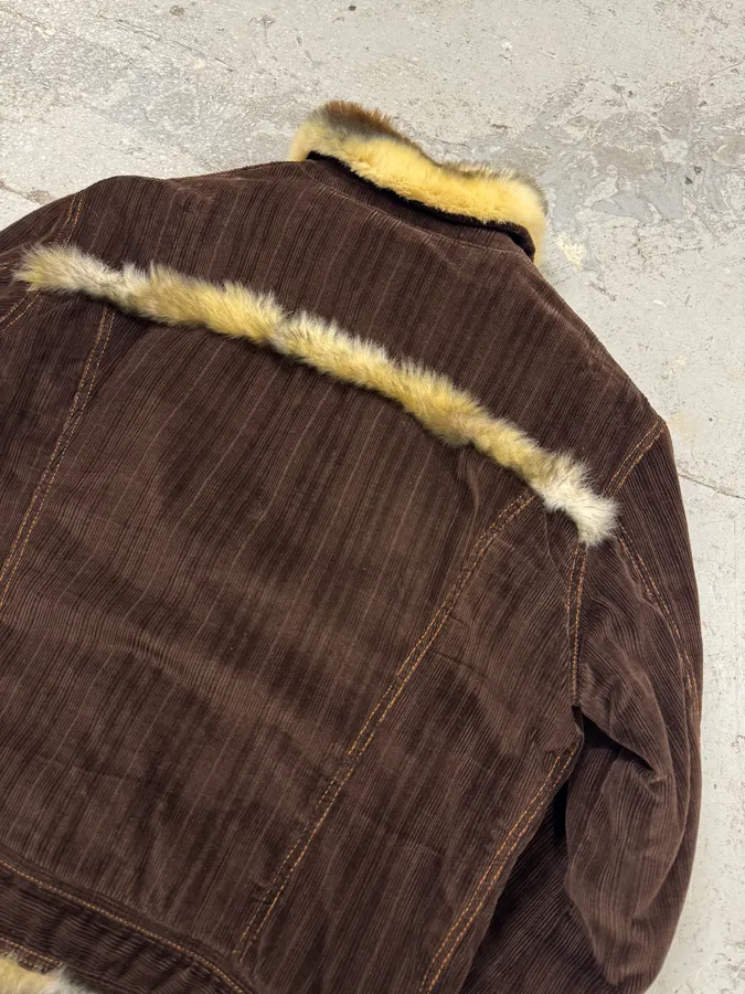 FW2001 Dolce & Gabbana Fur Striped Corduroy Jacket - Image 6