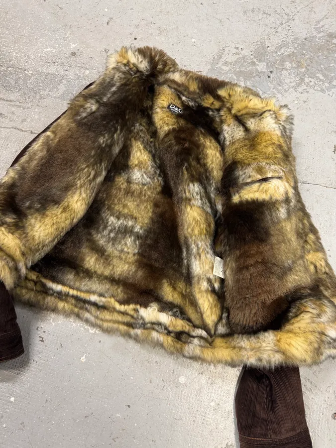 FW2001 Dolce & Gabbana Fur Striped Corduroy Jacket - Image 8