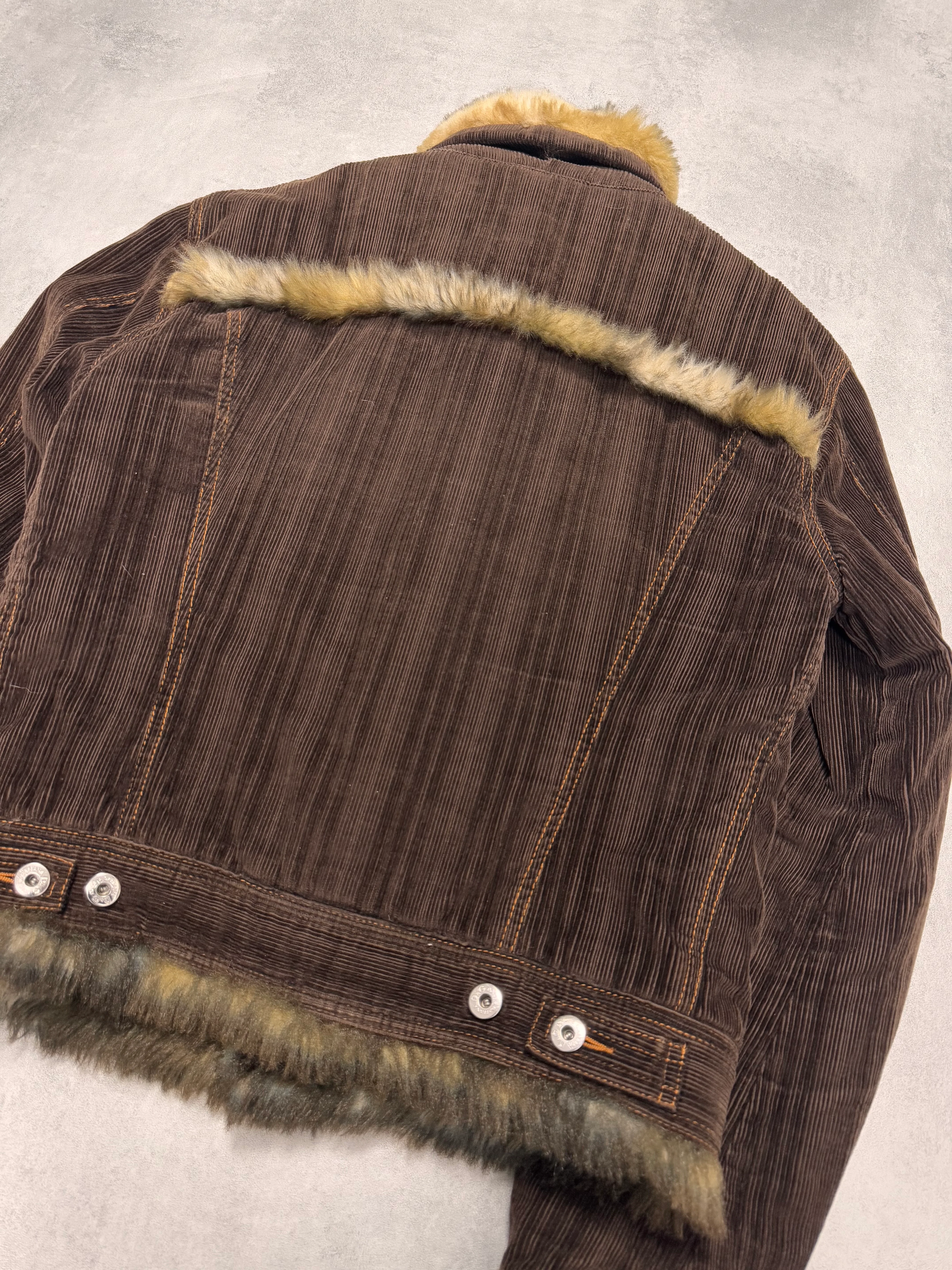 FW2001 Dolce & Gabbana Fur Striped Corduroy Jacket - Image 4