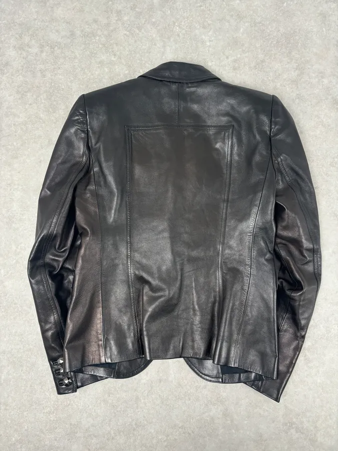 FW2001 Gucci Black Leather Minimal Blazer Jacket by Tom Ford - Image 6
