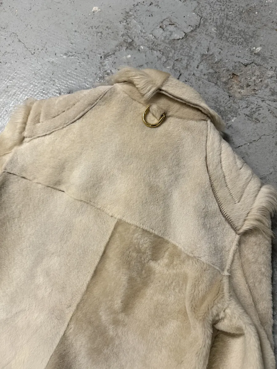 FW2001 Roberto Cavalli Biker Beige Pony Hair Leather Jacket - Image 7