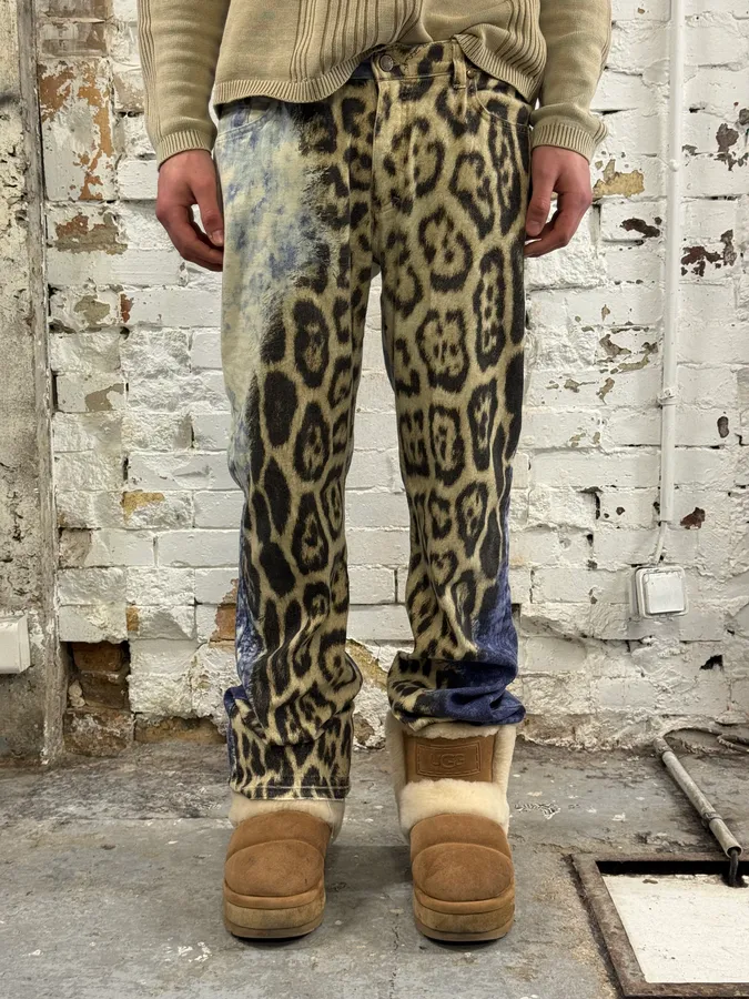 FW2001 Roberto Cavalli Blue Ocean Leopard Pants - Image 2