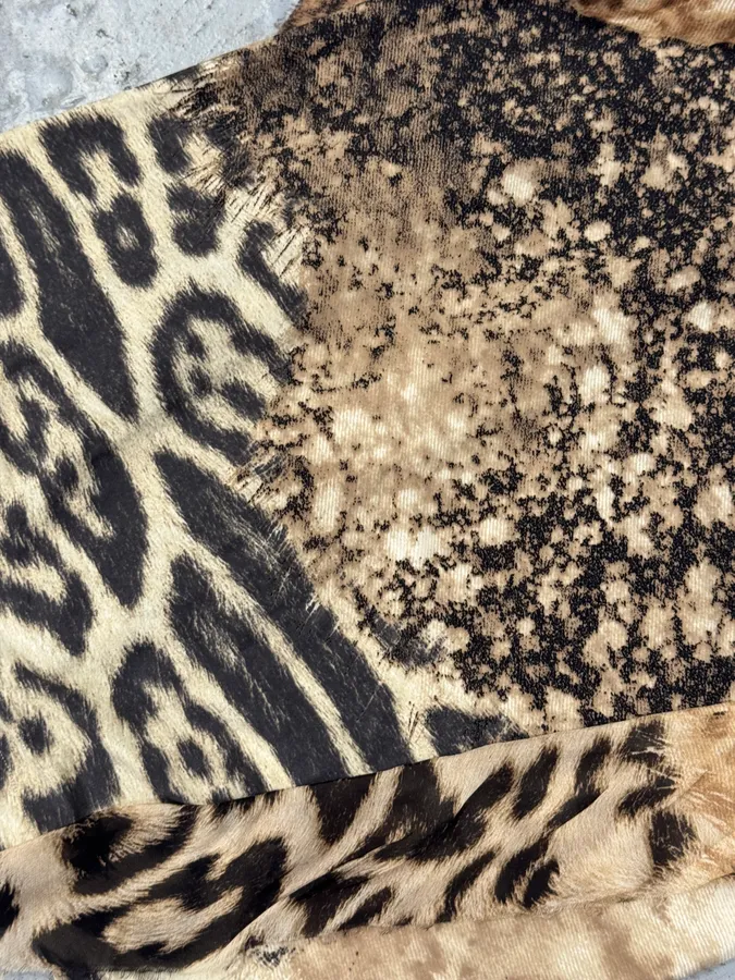 FW2001 Roberto Cavalli Cheetah Abstrat Tan Silk Dress - Image 7